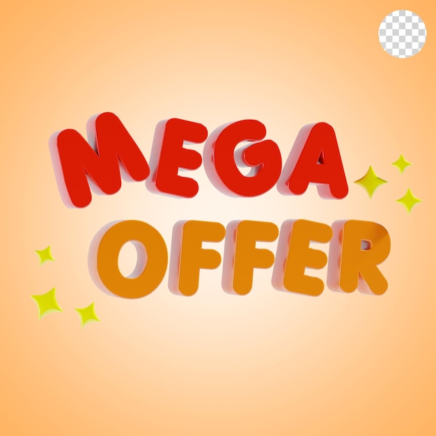 Mega oferta de compras texto icono 3D