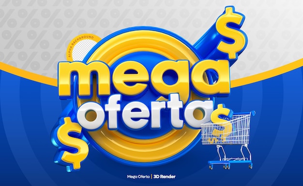 PSD mega oferta de rótulos no brasil 3d render template design