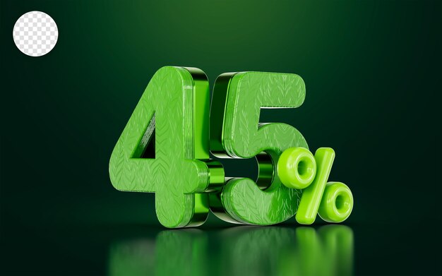 mega oferta de venta 45 por ciento de descuento color verde con concepto de renderizado 3d negro para grandes compras