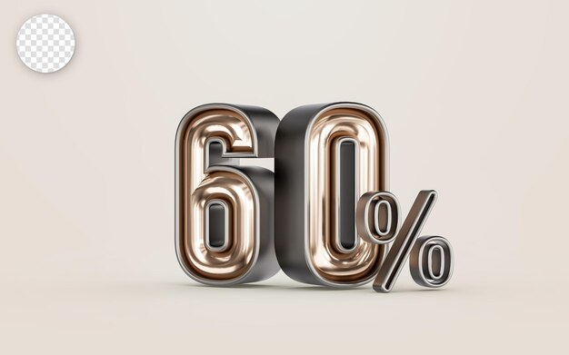 mega oferta de venta 60 por ciento de descuento con material dorado del concepto de representación número 3d para compras