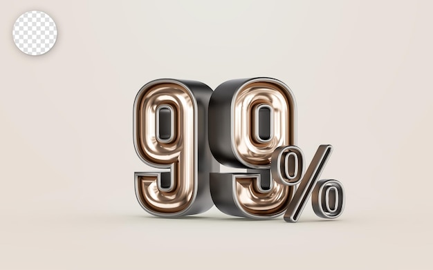 mega oferta de venta 99 por ciento de descuento con material dorado del concepto de representación número 3d para ir de compras