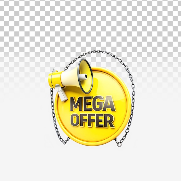 mega offer png 3d render isolato su sfondo trasparente