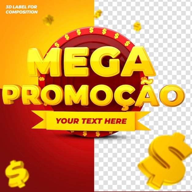 PSD mega promo 3d render para campanha brasileira