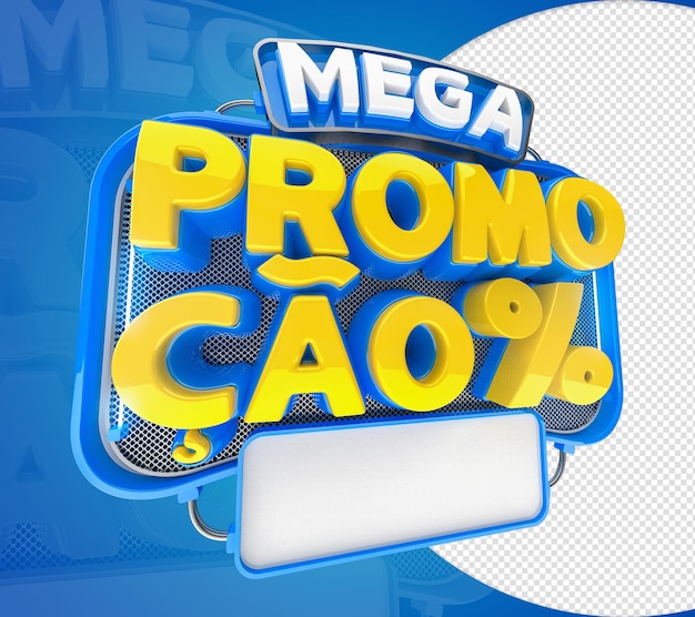 PSD mega promoção 3d selo para venda de varejo e comércio