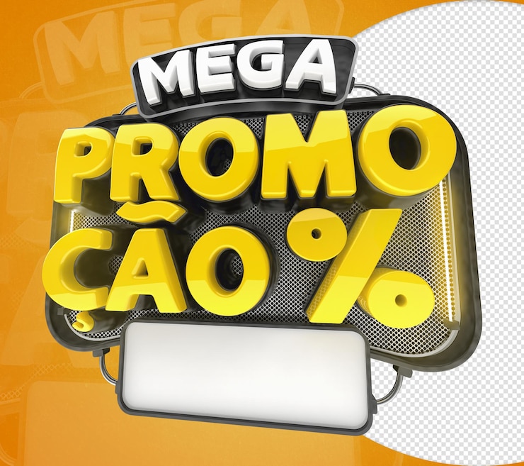 PSD mega promozione timbro 3d per vendita al dettaglio e commercio