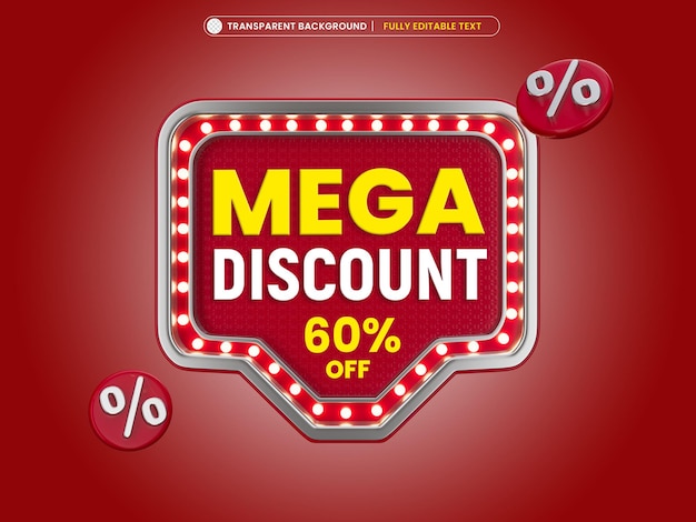 Mega-Rabattangebot Retro-Light-Banner mit bearbeitbarem Text