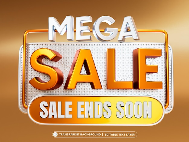 Mega Sale 3D-Banner mit bearbeitbarem Text für Werbung