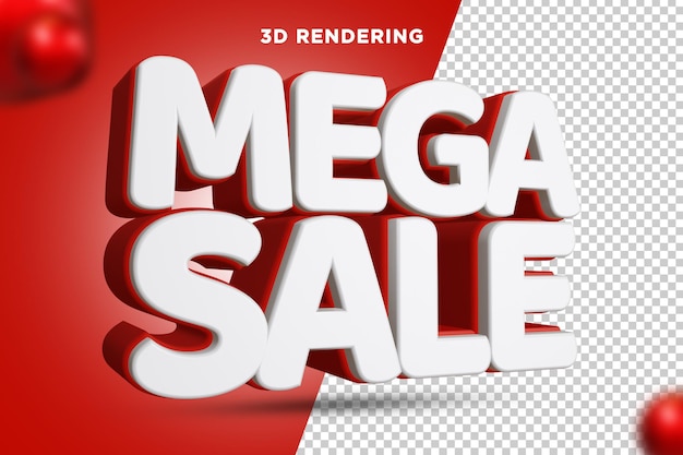 Mega Sale 3D Rendering Composizione del testo Alpha Background psd