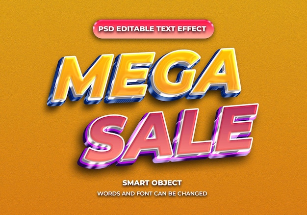 Mega sale glänzender 3d editierbarer texteffektstil