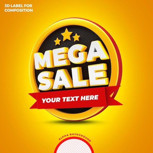 Mega Sale Label 3D-Rendering