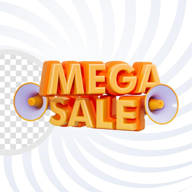 PSD mega sale online-shopping-banner saison sonderangebot symbol 3d-renderkonzept für soziale poster