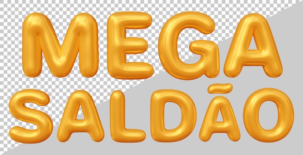 Mega-sale-text in brasilianischem portugiesisch mit modernem 3d-stil