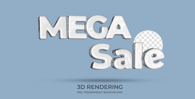 Mega sale text style representación 3d fondo transparente