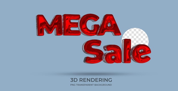 Mega sale text style representación 3d fondo transparente