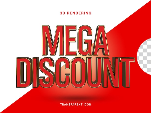 Mega sconto rendering 3D Icona per la composizione