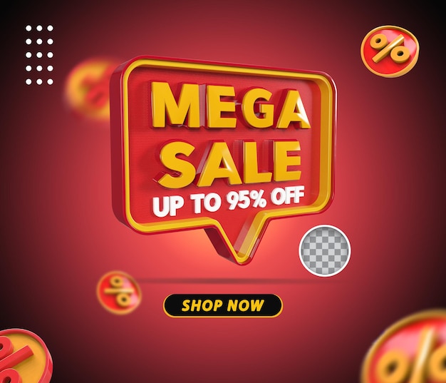 Mega venda 3D renderização de 95 por cento da oferta