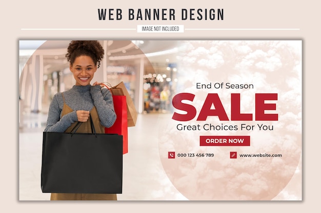 Mega venda de fim de temporada oferece grande design de banner na web