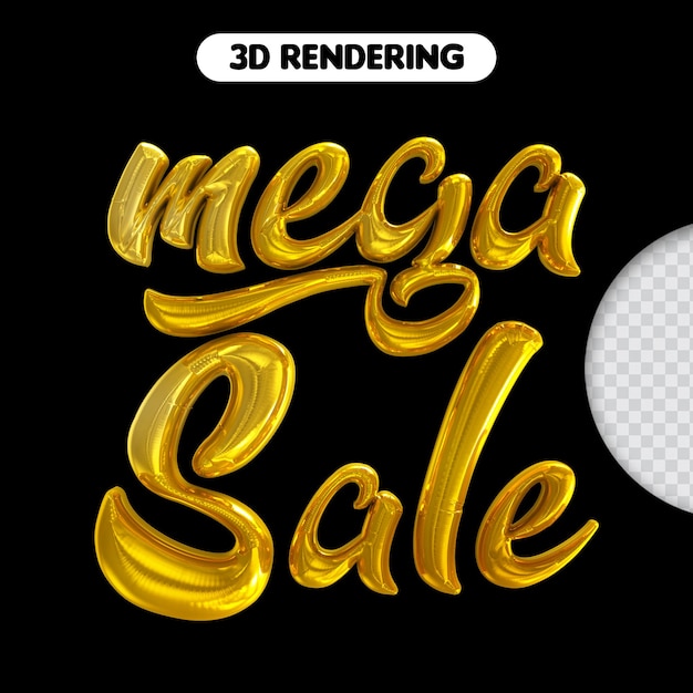 Mega venda texto ouro renderização em 3d