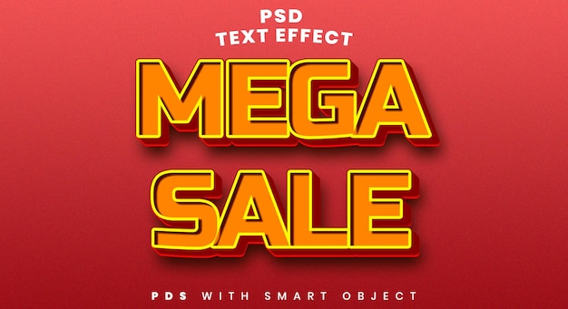 PSD mega venta 3d photoshop efecto de texto editable