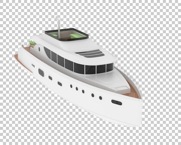 Mega yate en ilustración de renderizado 3d de fondo transparente