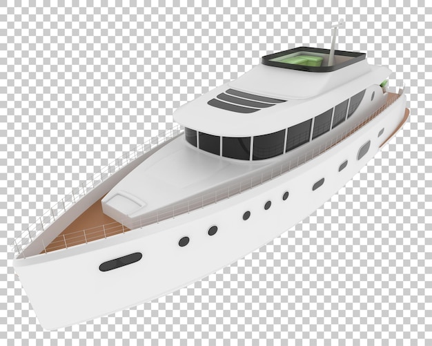 Mega yate en ilustración de renderizado 3d de fondo transparente