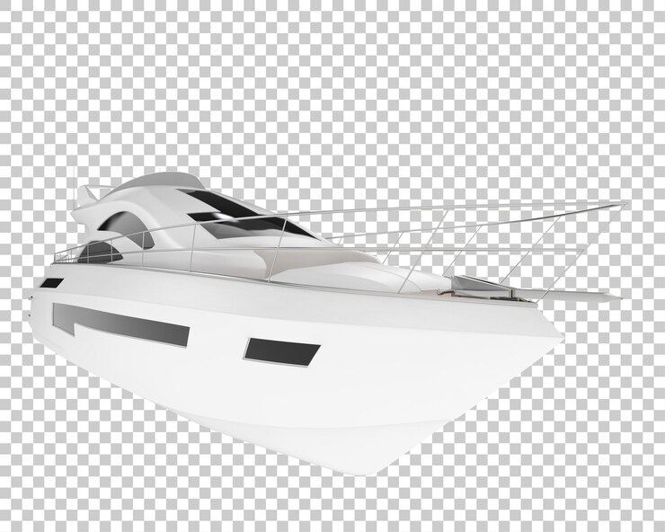 PSD mega yate en ilustración de renderizado 3d de fondo transparente