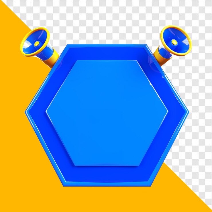 PSD megafón 3d azul para la composición
