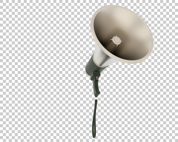 PSD megafon isoliert auf dem hintergrund 3d-rendering-illustration