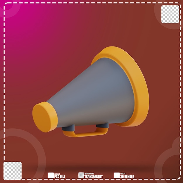 PSD megafone 2 do diretor de ilustração 3d