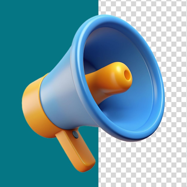 Megafone 3d em um fundo transparente