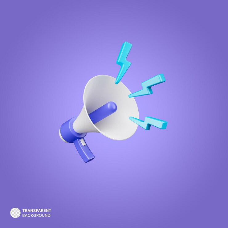 PSD megafone com ilustração de renderização 3d ícone de volume