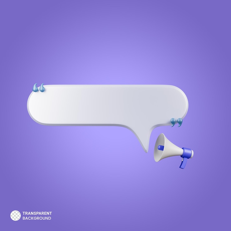 PSD megafone com renderização 3d de ícone de bolha de fala