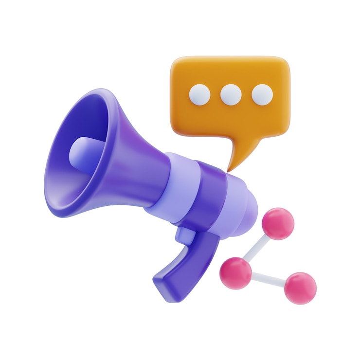 PSD megafone conversar e compartilhar ícone 3d