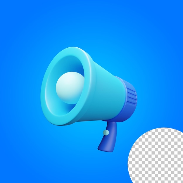 PSD megafone de alto-falante de renderização 3d