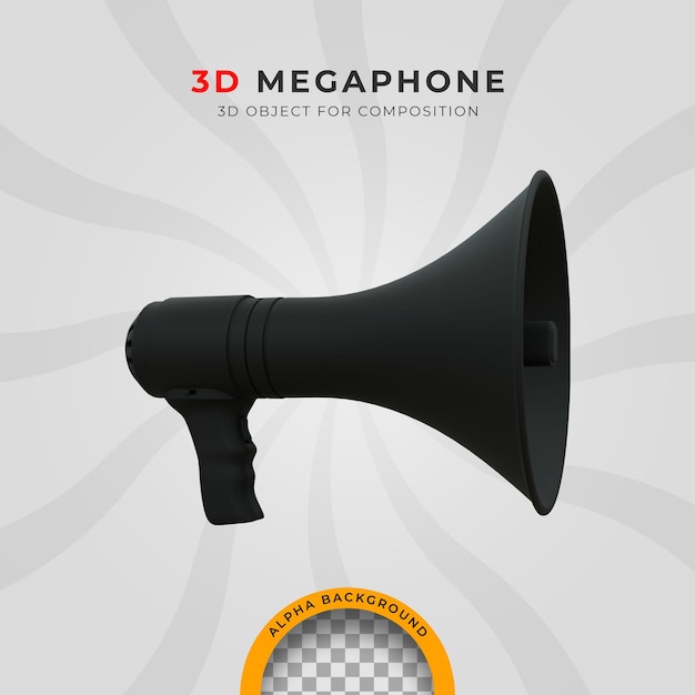 Megafone de alto-falante ou cena de microfone 3d ícone renderização em 3d