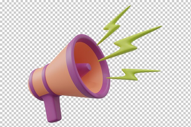 PSD megafone de renderização 3d isolado