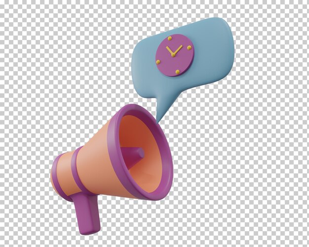 PSD megafone de renderização 3d isolado