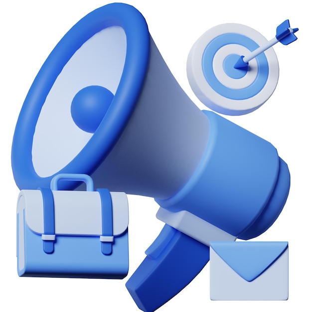 Megafone Marketing Negócio de publicidade Comece em 3D