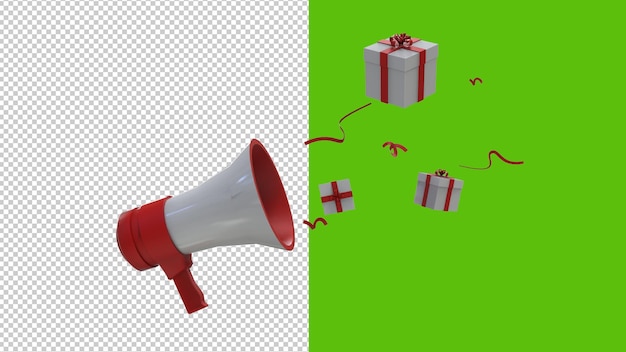 Megafono 3D con sfondo trasparente