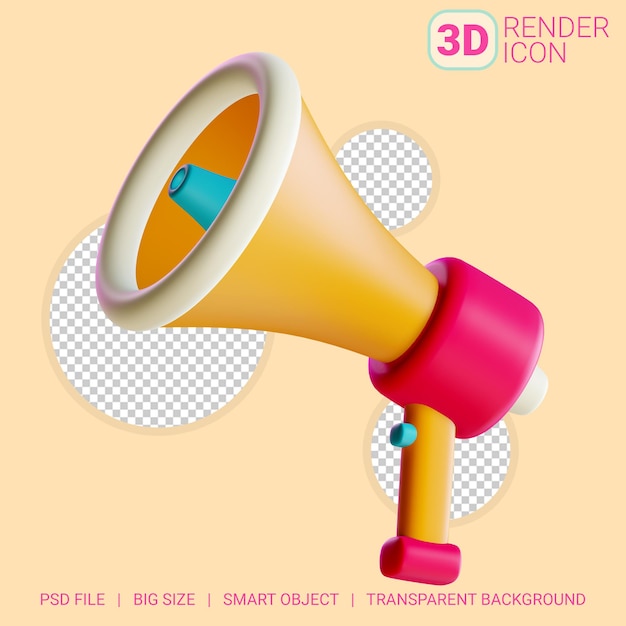Megáfono 3d con fondo transparente