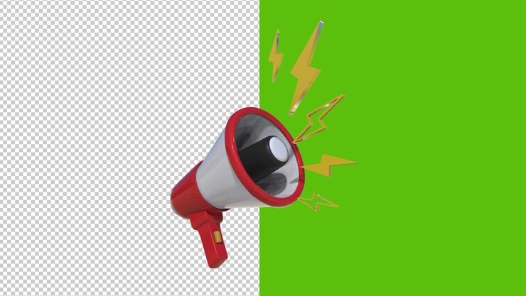 PSD megáfono 3d con fondo transparente
