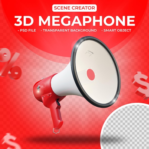 Megafono 3D per il rendering 3d del creatore di scene isolato