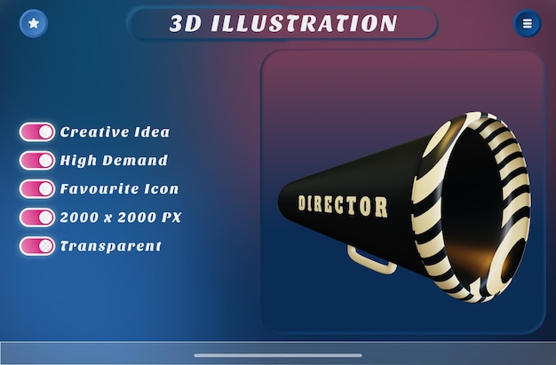 megáfono de director de cine de renderizado 3d