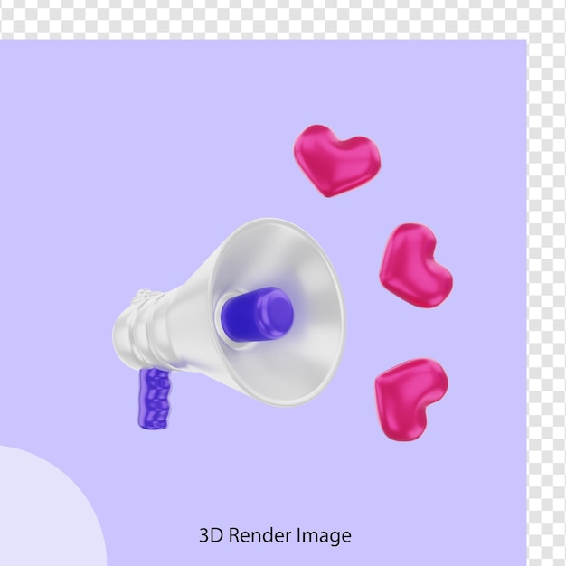 megáfono de renderizado 3d con amor