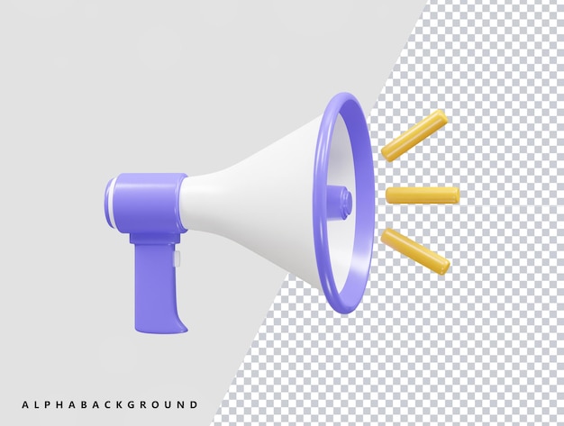 Megaphon-Symbol 3D-Rendering-Vektor-Illustration