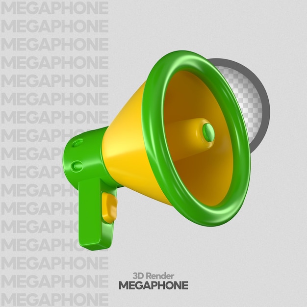 Megaphon-Szenenersteller 3D-Render isoliert