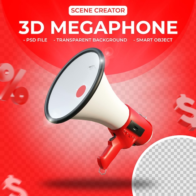 Mégaphone 3d Pour Le Rendu 3d Du Créateur De Scène Isolé