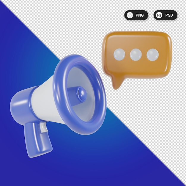 megaphone communication icon set 3d render