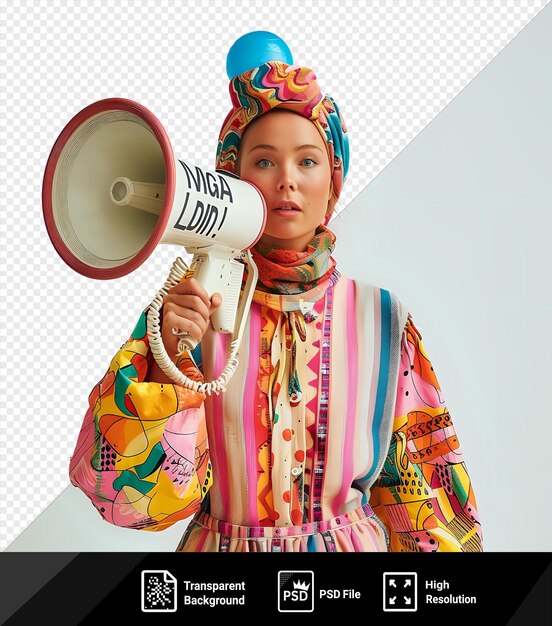 PSD mégaphone avec femme signe féminisme concept png psd