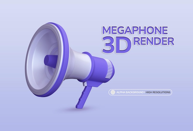 PSD mégaphone minimaliste de rendu 3d